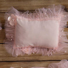 Load image into Gallery viewer, Babymoon | Set of 3 | Baby Floral Net Wrap, Pillow & Bonnet | Baby Photography Props | Pink