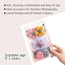 Load image into Gallery viewer, Babymoon | Set of 3 | Designer Princess Baby Girl’s Headbands | Hair Accessories | Flower Yellow | Star Blue | Round Grey