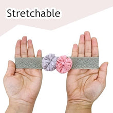 Load image into Gallery viewer, Babymoon | Set of 3 | Designer Princess Baby Girl’s Headbands | Hair Accessories | Flower Yellow | Star Blue | Round Grey