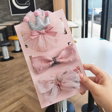 Load image into Gallery viewer, Babymoon | Set of 3 | Designer Princess Baby Girl’s Headbands | Hair Accessories | Crown Pink | Bow Pink | Bow White