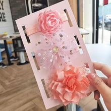 Load image into Gallery viewer, Babymoon | Set of 3 | Designer Princess Baby Girl’s Headbands | Hair Accessories | Flower Peach | White Flower