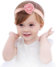 Load image into Gallery viewer, Babymoon | Set of 3 | Designer Princess Baby Girl’s Headbands | Hair Accessories | Flower Peach | White Flower