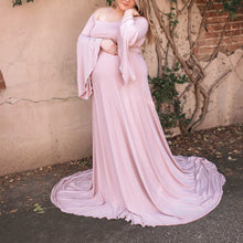 Load image into Gallery viewer, Babymoon Long Sleeve Long Tail Stretchable Maternity Gown Dress | Pink