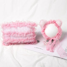 Load image into Gallery viewer, Babymoon Set of 2 | Baby Net Frill Pillow with Bonnet | Baby Photoshoot Props | Pink