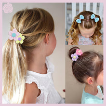 Load image into Gallery viewer, Babymoon Set of 12 | Baby Girl’s Ponytail Pastel Flower & Bow Kids Hairband Rings | Fashion Hair Accessories