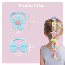 Load image into Gallery viewer, Babymoon Set of 12 | Baby Girl’s Ponytail Pastel Flower & Bow Kids Hairband Rings | Fashion Hair Accessories