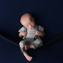 Load image into Gallery viewer, Babymoon | Set of 2 | Tshirt And Suspender Set | Baby Photoshoot Props | Costume | 0-3 Months | Grey