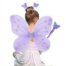 Load image into Gallery viewer, Babymoon Butterfly Fairy Angel Costumes Baby Wings Photography Props - Set of 3 | 6 Month To 10 Years | Purple