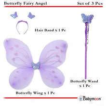 Load image into Gallery viewer, Babymoon Butterfly Fairy Angel Costumes Baby Wings Photography Props - Set of 3 | 6 Month To 10 Years | Purple