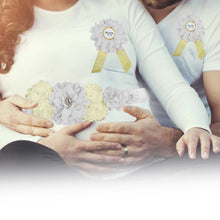 Load image into Gallery viewer, Babymoon Set of 3 Pregnant Mothers Maternity Belt with Mom & Dad Badges - White