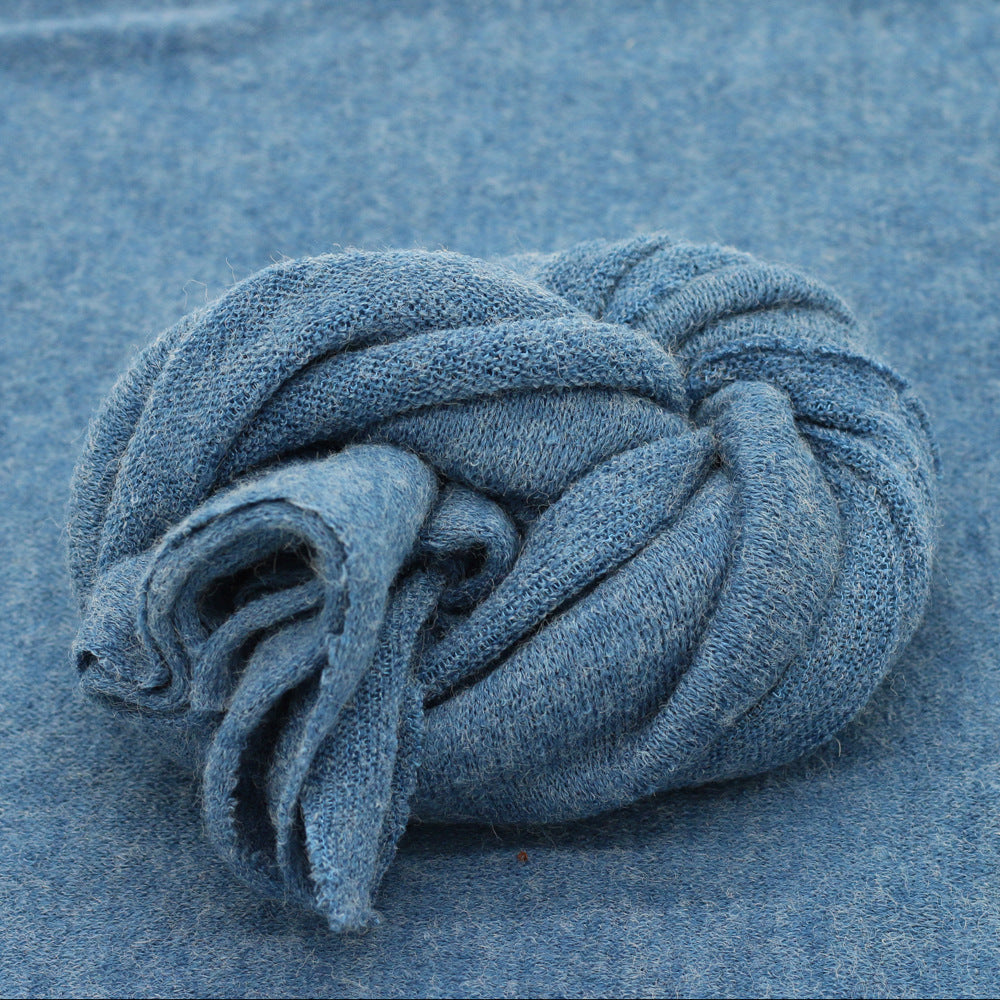 Babymoon Set of 2 | Knitted Wool Wrap and Bean Bag Layer | Baby Photography Props | Blue