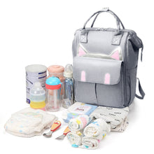 Load image into Gallery viewer, Babymoon Mother Diaper Bag Lightweight Multifunctional Travel Unisex Diaper Backpack | Grey Kitty