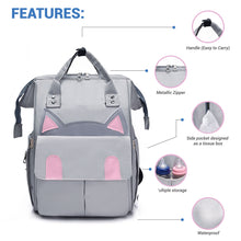 Load image into Gallery viewer, Babymoon Mother Diaper Bag Lightweight Multifunctional Travel Unisex Diaper Backpack | Grey Kitty