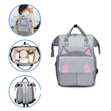 Load image into Gallery viewer, Babymoon Mother Diaper Bag Lightweight Multifunctional Travel Unisex Diaper Backpack | Grey Kitty