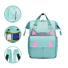 Load image into Gallery viewer, Babymoon Mother Diaper Bag Lightweight Multifunctional Travel Unisex Diaper Backpack | Green Kitty