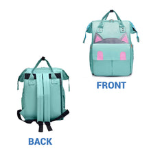 Load image into Gallery viewer, Babymoon Mother Diaper Bag Lightweight Multifunctional Travel Unisex Diaper Backpack | Green Kitty
