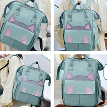 Load image into Gallery viewer, Babymoon Mother Diaper Bag Lightweight Multifunctional Travel Unisex Diaper Backpack | Green Kitty
