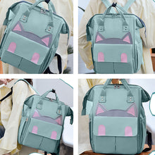 Load image into Gallery viewer, Babymoon Mother Diaper Bag Lightweight Multifunctional Travel Unisex Diaper Backpack | Green Kitty