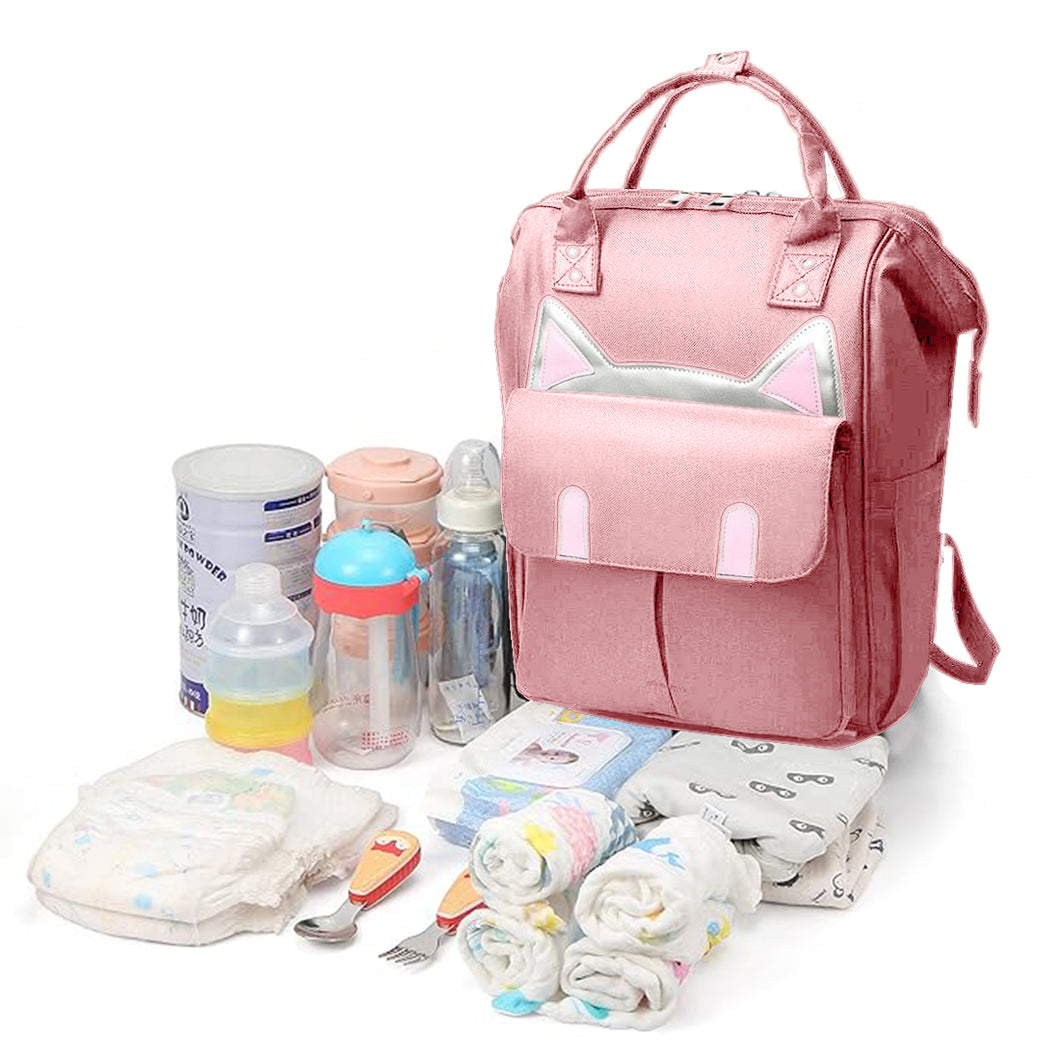 Babymoon Mother Diaper Bag Lightweight Multifunctional Travel Unisex Diaper Backpack | Pink Kitty