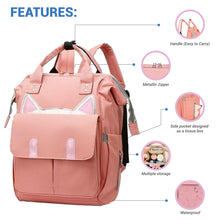 Load image into Gallery viewer, Babymoon Mother Diaper Bag Lightweight Multifunctional Travel Unisex Diaper Backpack | Pink Kitty
