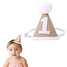 Load image into Gallery viewer, Babymoon 1 year Birthday Cone Cap | Cake Smash | Baby Photography Cap | Brown