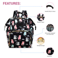 Load image into Gallery viewer, Babymoon Mother Diaper Bag Lightweight Multifunctional Travel Unisex Diaper Backpack | Black Cat
