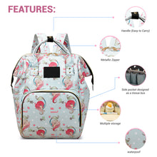 Load image into Gallery viewer, Babymoon Mother Diaper Bag Lightweight Multifunctional Travel Unisex Diaper Backpack | Blue Mermaid