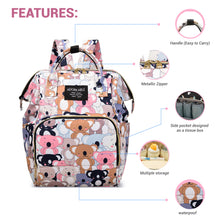 Load image into Gallery viewer, Babymoon Mother Diaper Bag Lightweight Multifunctional Travel Unisex Diaper Backpack | Multi Teddybear
