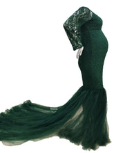 Load image into Gallery viewer, Babymoon Off Shoulder Maternity Gown Dress - Green