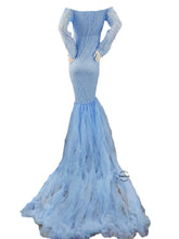 Load image into Gallery viewer, Babymoon Off Shoulder Maternity Gown Dress - Light Blue