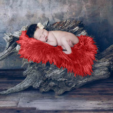 Load image into Gallery viewer, Babymoon Baby Kids Photoshoot Fur Blanket Props | Red