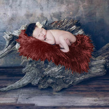Load image into Gallery viewer, Babymoon Baby Kids Photoshoot Fur Blanket Props | Maroon