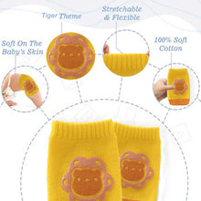 Load image into Gallery viewer, Babymoon Designer Baby Kneepads for Protection Knee Pads for Crawling, Anti-Slip Safety Protector | Tiger Yellow
