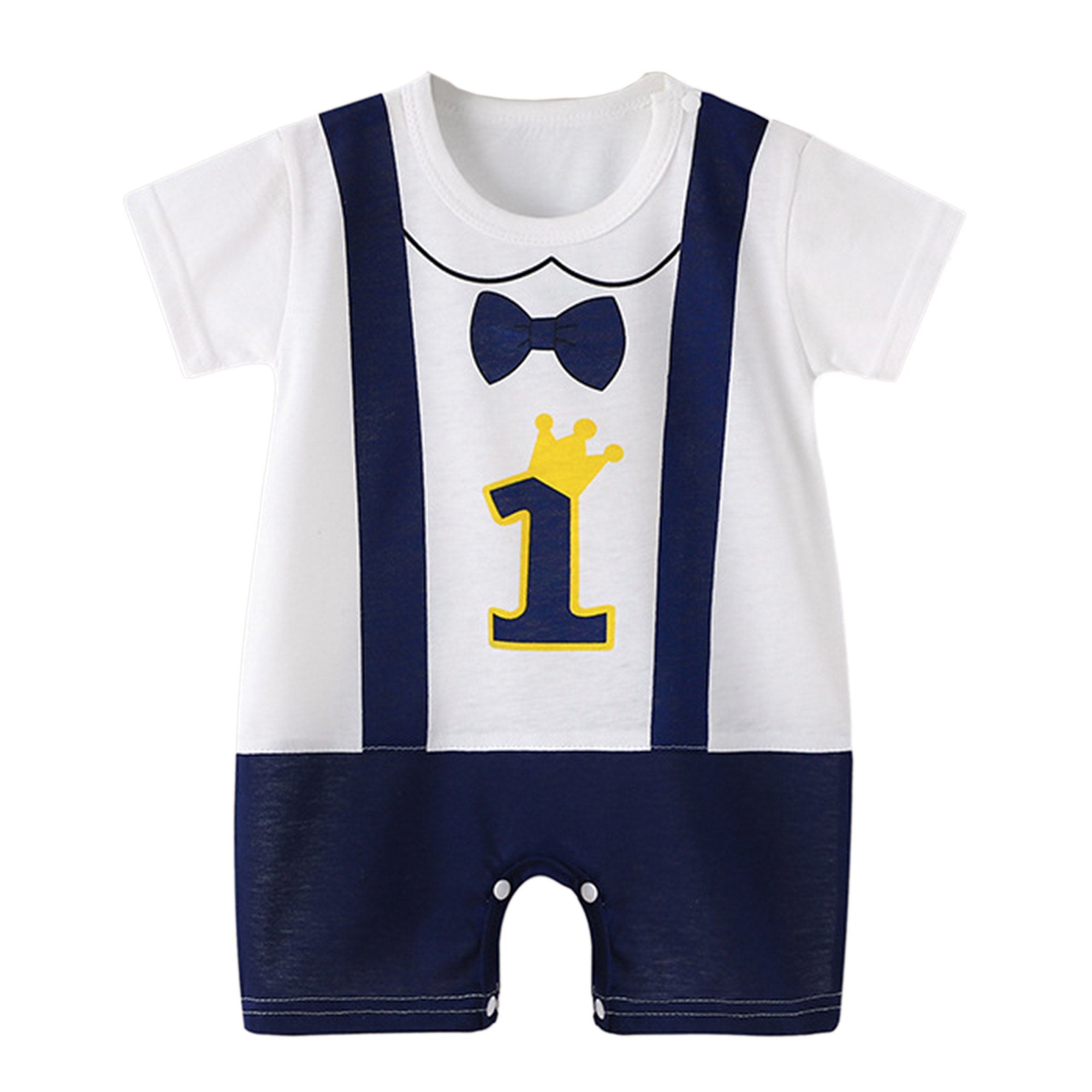 Babymoon 1st Rank First Birthday Romper Outfit Baby Photoshoot Props Costumes Blue