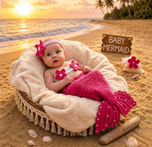 Load image into Gallery viewer, Babymoon Mermaid Newborn Photography Crochet Outfit Costume - Pink