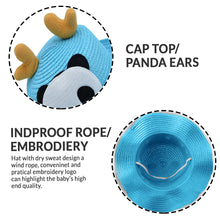 Load image into Gallery viewer, Babymoon Panda Baby Summer Spring Kids Cap with String | 2-8 Years | Blue