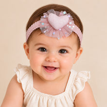 Load image into Gallery viewer, Babymoon | Set of 3 | Designer Princess Baby Girl’s Headbands | Hair Accessories | Flower Pink | Heart Blue | Bow Multi