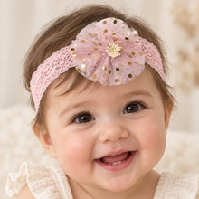 Load image into Gallery viewer, Babymoon | Set of 3 | Designer Princess Baby Girl’s Headbands | Hair Accessories | Flower Peach | White Flower