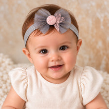 Load image into Gallery viewer, Babymoon | Set of 3 | Designer Princess Baby Girl’s Headbands | Hair Accessories | Flower Blue| Blue Bow