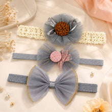 Load image into Gallery viewer, Babymoon | Set of 3 | Designer Princess Baby Girl’s Headbands | Hair Accessories | Flower Blue| Blue Bow