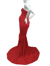 Load image into Gallery viewer, Babymoon Off Shoulder Stretchable Maternity Gown Dress | Red