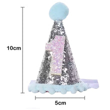 Load image into Gallery viewer, Babymoon 1 year Birthday Cone Cap Cake Smash Photography Cap (Blue)