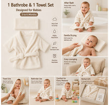 Load image into Gallery viewer, Babymoon Spa Bathrobe & Towel Set Newborn Photography Costume | Baby Gift Set | White