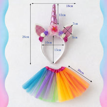 Load image into Gallery viewer, Babymoon Set of 2 | Birthday Party Girls Princess Tutu Skirt with Unicorn Headband | Baby Photoshoot Props | Baby Gift Set | 3-8 Yrs
