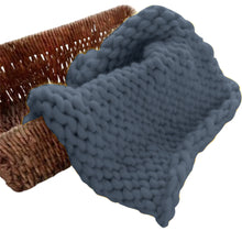 Load image into Gallery viewer, Babymoon Marino Wool Knit Throw Basket Filler Blanket Baby Photography Photoshoot Props | Navy Blue