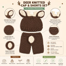 Load image into Gallery viewer, Babymoon Fawn Shorts With Cap Newborn Photography Crochet Outfit Costume