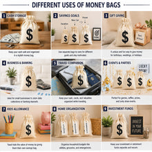 Load image into Gallery viewer, Babymoon Set of 3 | Canvas Money Bag Pouch with Drawstring Dollar Sign Baby Photoshoot Props | Halloween Cosplay | Coins Storage Bag