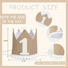Load image into Gallery viewer, Babymoon 1 year Birthday Crown Baby Cap | Cake Smash | Baby Photography Cap | Brown