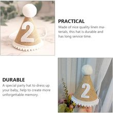 Load image into Gallery viewer, Babymoon 2 year Birthday Cone Cap | Cake Smash | Baby Photography Cap | Brown