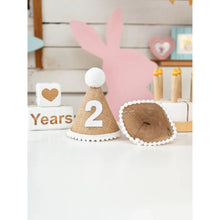 Load image into Gallery viewer, Babymoon 2 year Birthday Cone Cap | Cake Smash | Baby Photography Cap | Brown
